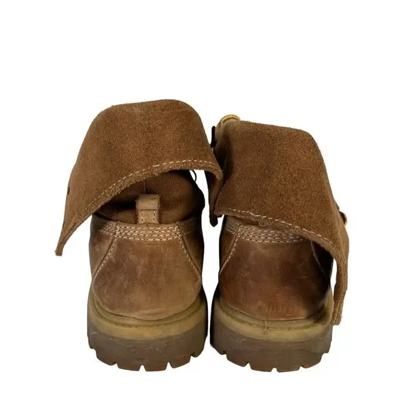 Timberland Women's Brown Leather Roll Top Lace Up Boots - 7.5 - Picture 4 of 8
